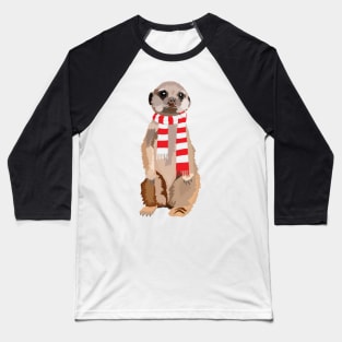 Micky Meerkat in Red and White Football Scarf Baseball T-Shirt